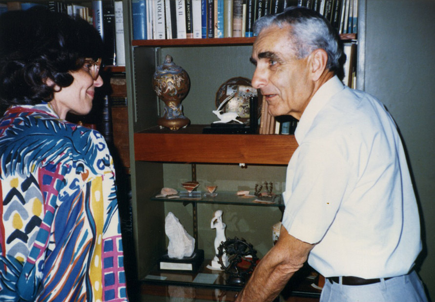 My uncle Arthur, with a friend at home, in his senior years