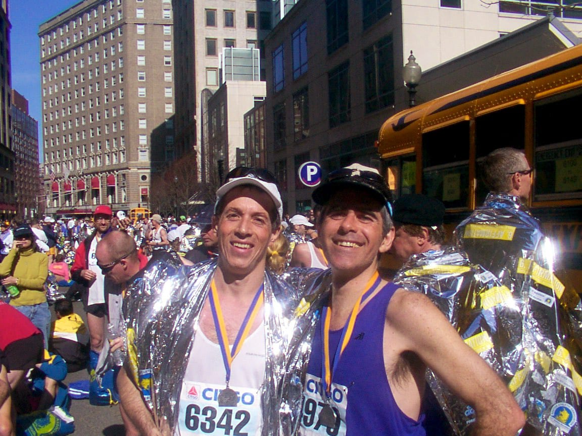 Putting on a brave face at the finish line.